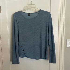 SHEIN Blue Asymmetrical Button Blouse